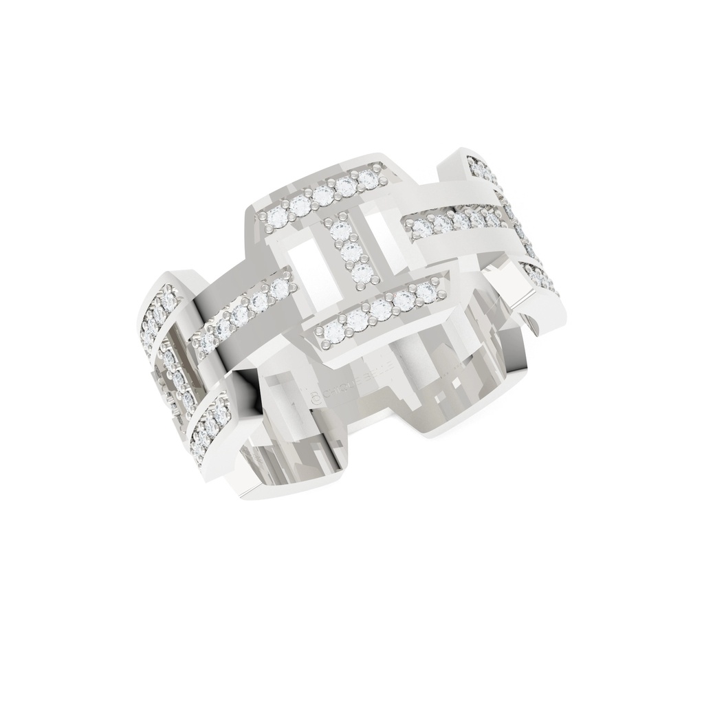 10mm Block Fit Wedding Band With Diamond