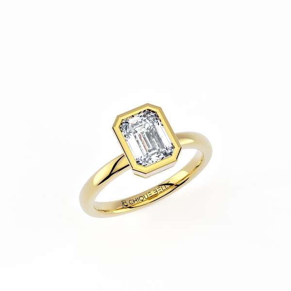 Emerald Diamond Bazel Set Engagement Ring