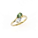 MOI Pear Shaped Green Tourmaline and Diamond Ring