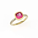 Pink Turmoline Bazel Half Coverage Diamond Ring